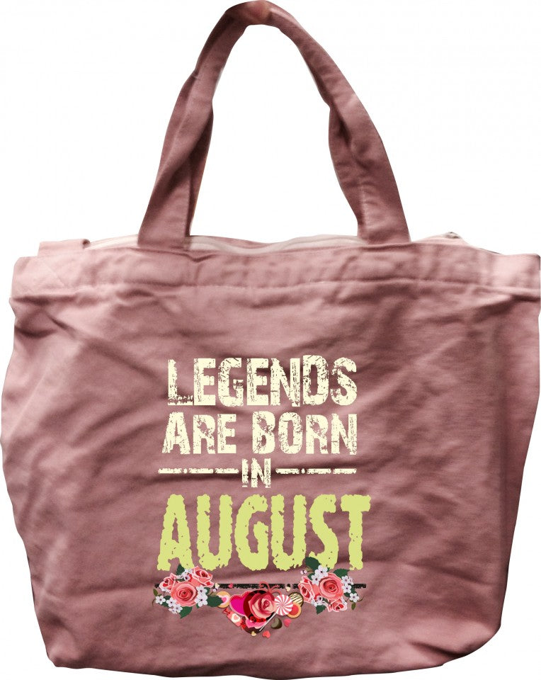 Shopper Rosa vintage Canvas con zip con solo un lato stampato, scegli il tuo mese preferito