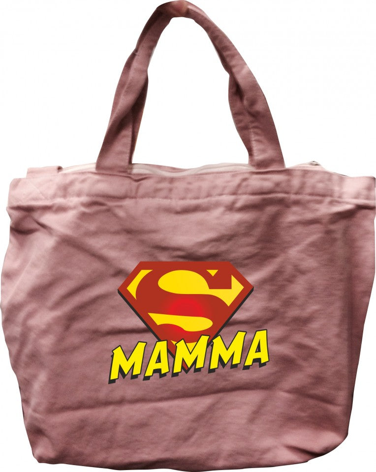 Shopper Rosa vintage Canvas con zip con solo un lato stampato
