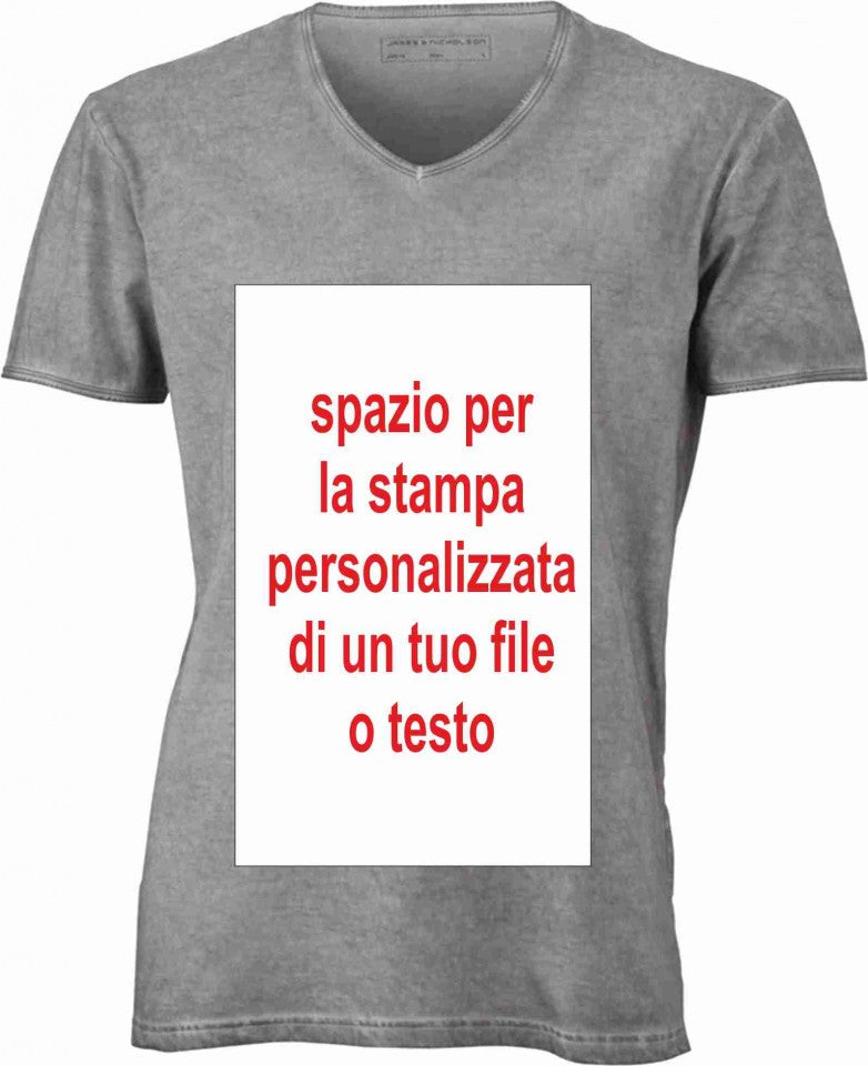 T-shirt con scollo a v, 100% cotone single jersey CON STAMPA PERSONALIZZATA