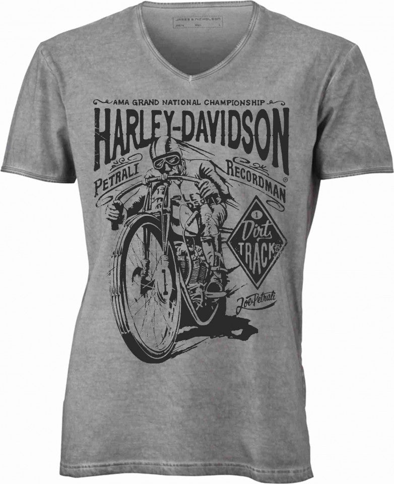 T-shirt con scollo a v, 100% cotone single jersey con stampa