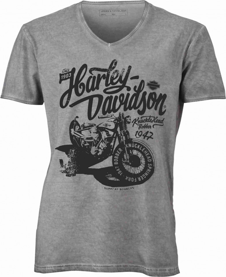 T-shirt con scollo a v, 100% cotone single jersey con stampa