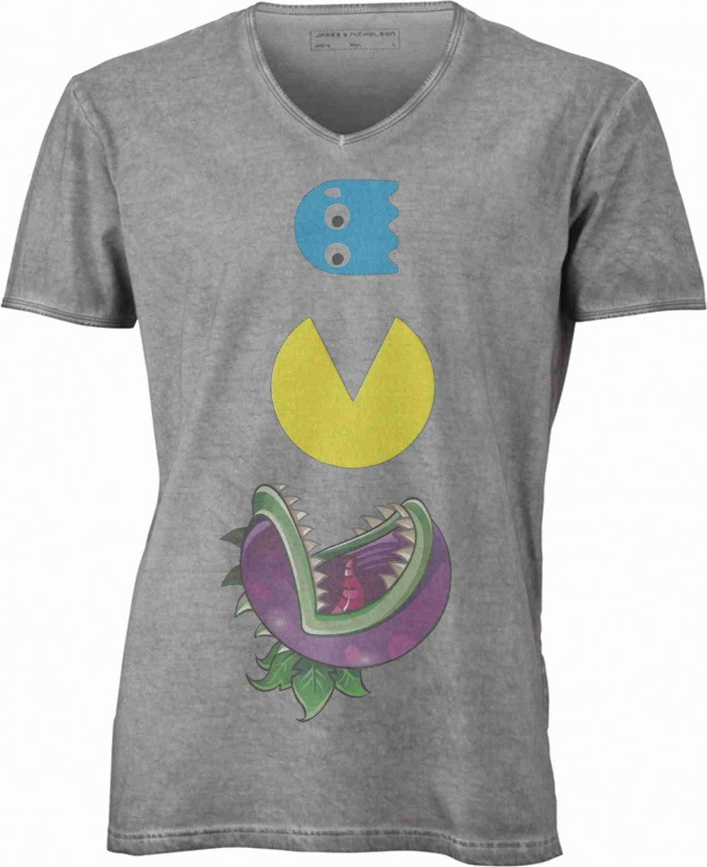 T-shirt con scollo a v, 100% cotone single jersey VINTAGE con stampa MOTIVO NERD