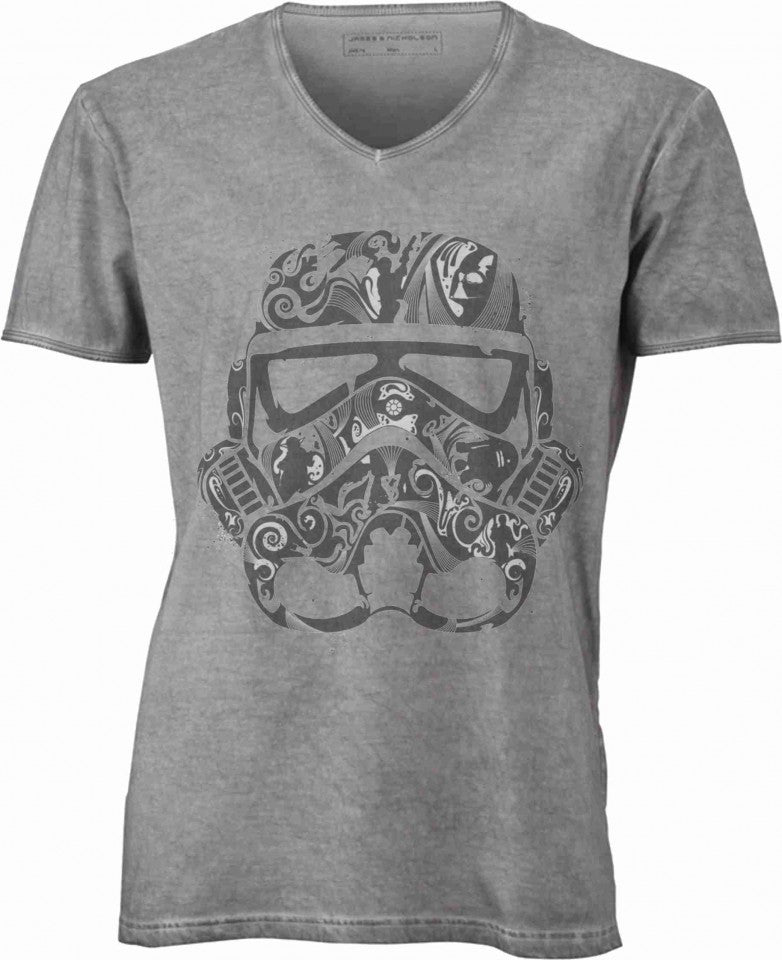 T-shirt con scollo a v, 100% cotone single jersey VINTAGE con stampa MOTIVO NERD