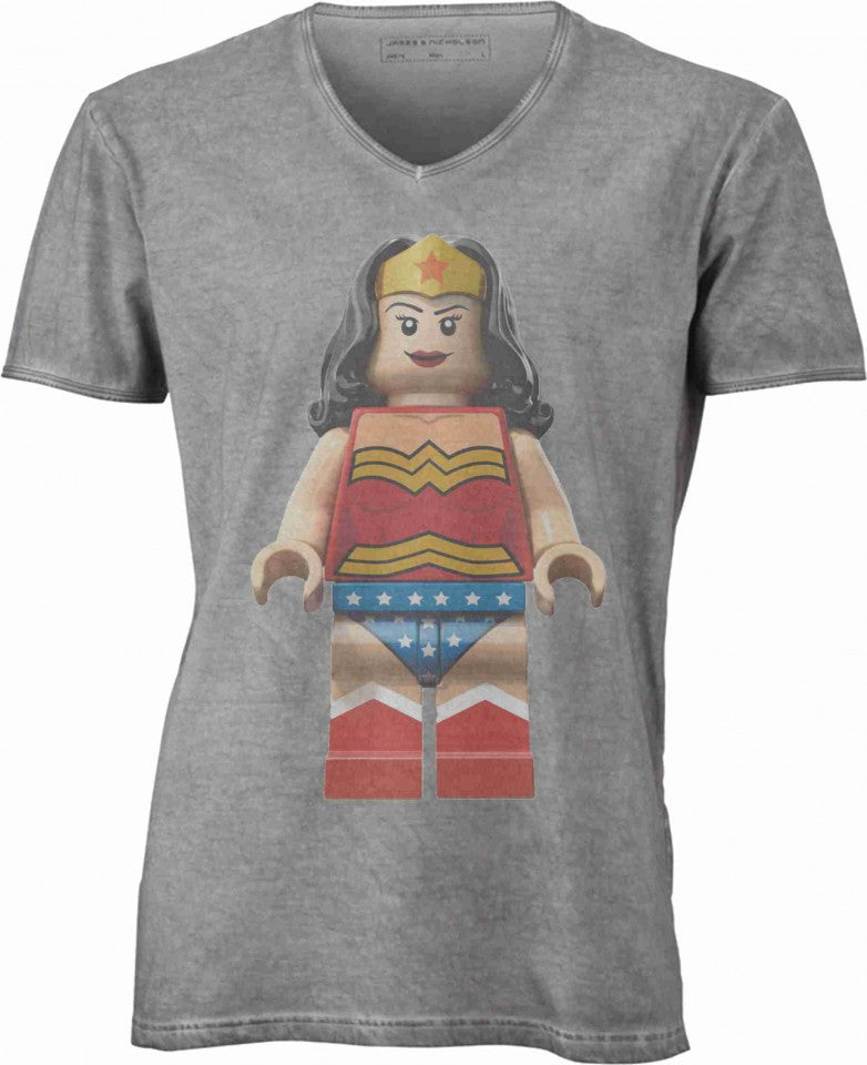 T-shirt con scollo a v, 100% cotone single jersey VINTAGE con stampa MOTIVO NERD