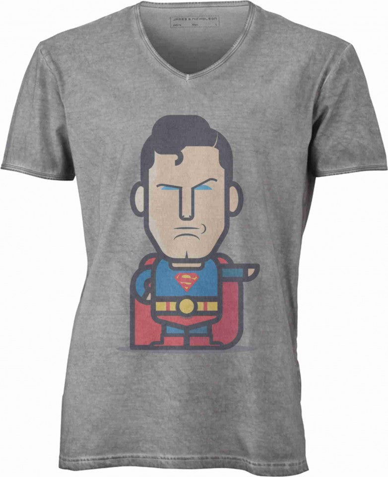 T-shirt con scollo a v, 100% cotone single jersey VINTAGE con stampa MOTIVO NERD