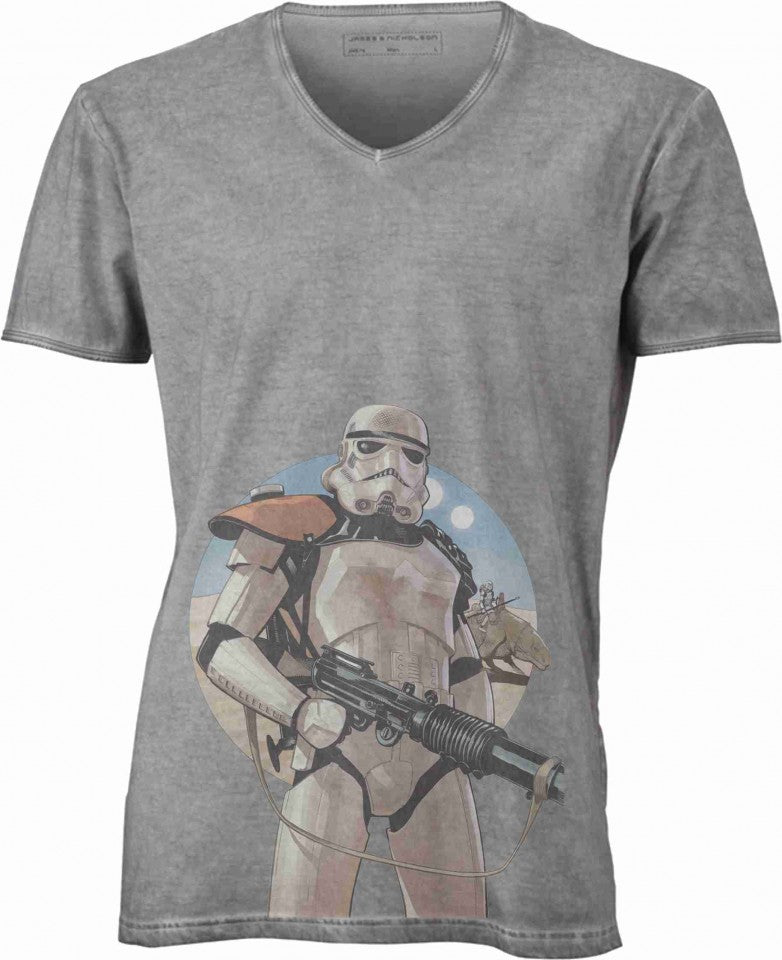 T-shirt con scollo a v, 100% cotone single jersey VINTAGE con stampa MOTIVO NERD