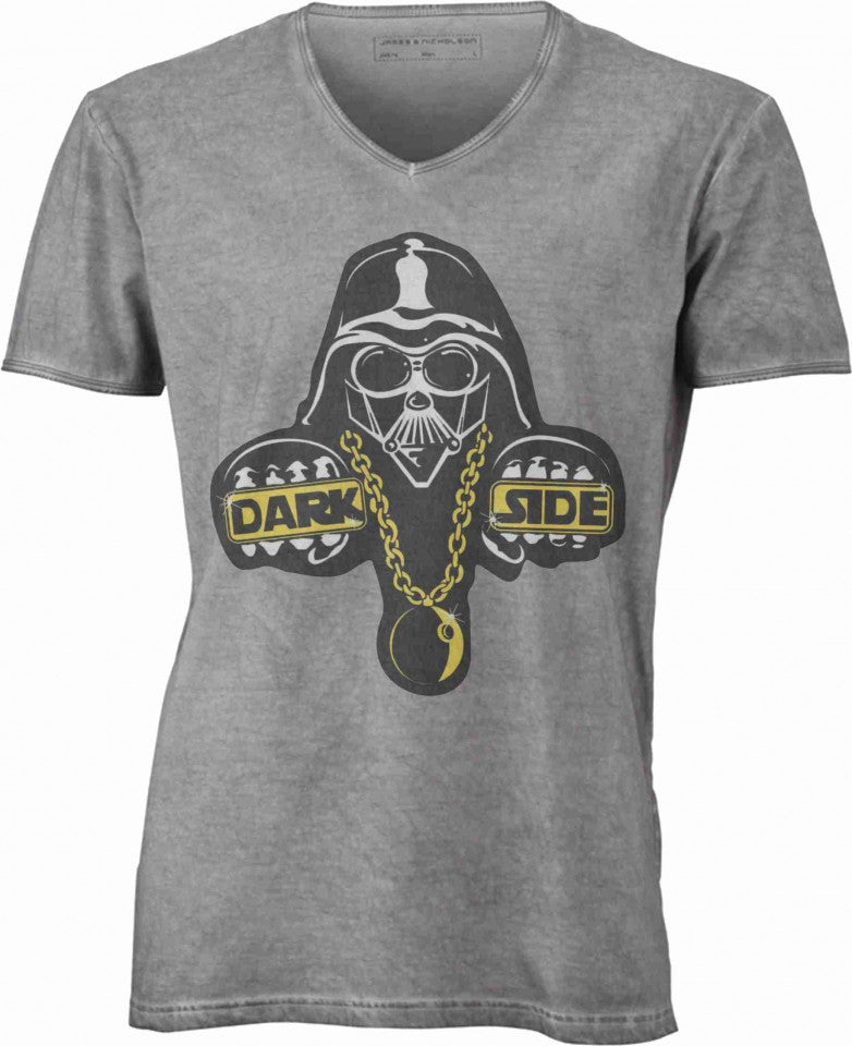 T-shirt con scollo a v, 100% cotone single jersey VINTAGE con stampa MOTIVO NERD
