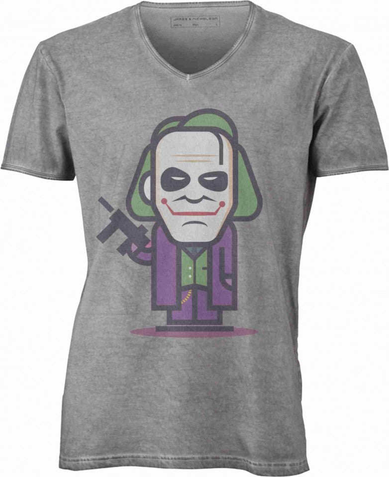 T-shirt con scollo a v, 100% cotone single jersey VINTAGE con stampa MOTIVO NERD