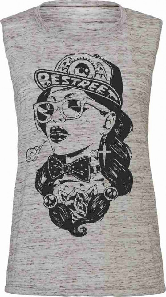 Tank Top Flowy Scoop Muscle EFFETTO MARMO CON STAMPA