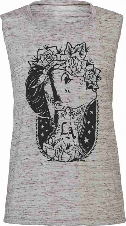 Tank Top Flowy Scoop Muscle EFFETTO MARMO CON STAMPA