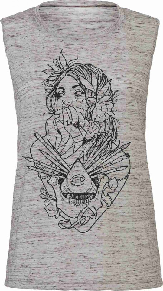 Tank Top Flowy Scoop Muscle EFFETTO MARMO CON STAMPA