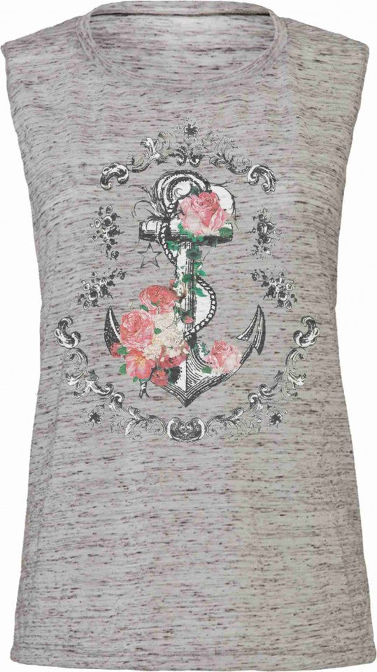 Tank Top Flowy Scoop Muscle EFFETTO MARMO CON STAMPA