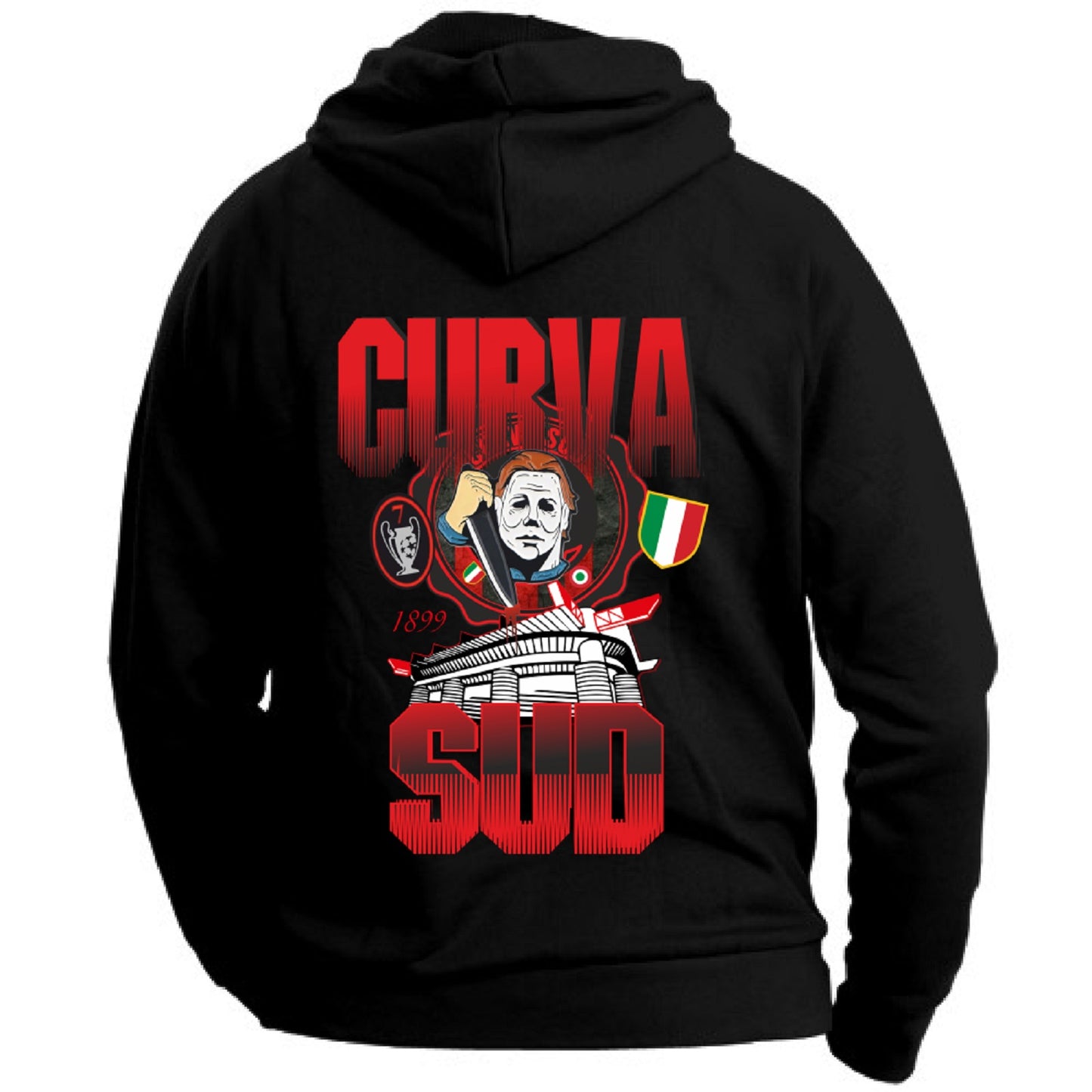 Felpa CON MARSUPIO E CAPPUCCIO DA ADULTO con stampa curva SUD sia retro che davanti