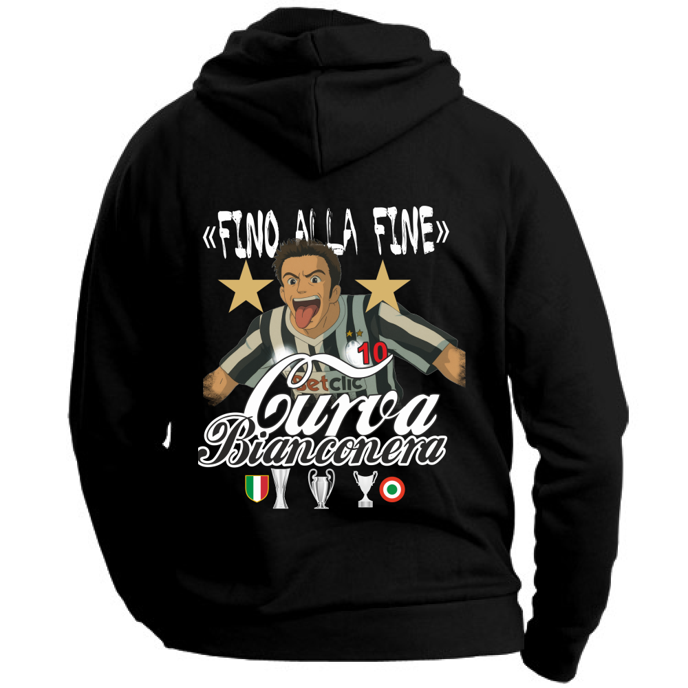 Felpa CON MARSUPIO E CAPPUCCIO DA ADULTO con stampa sia davanti sia retro ALEX FINO ALLA FINE