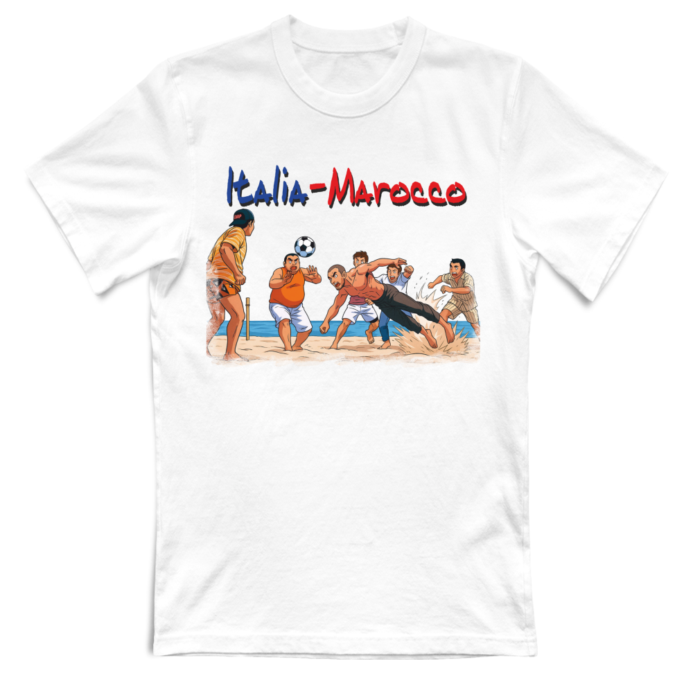 Maglietta BIANCA con la stampa ITALIA MAROCCO ALDO GIOVANNI E GIACOMO