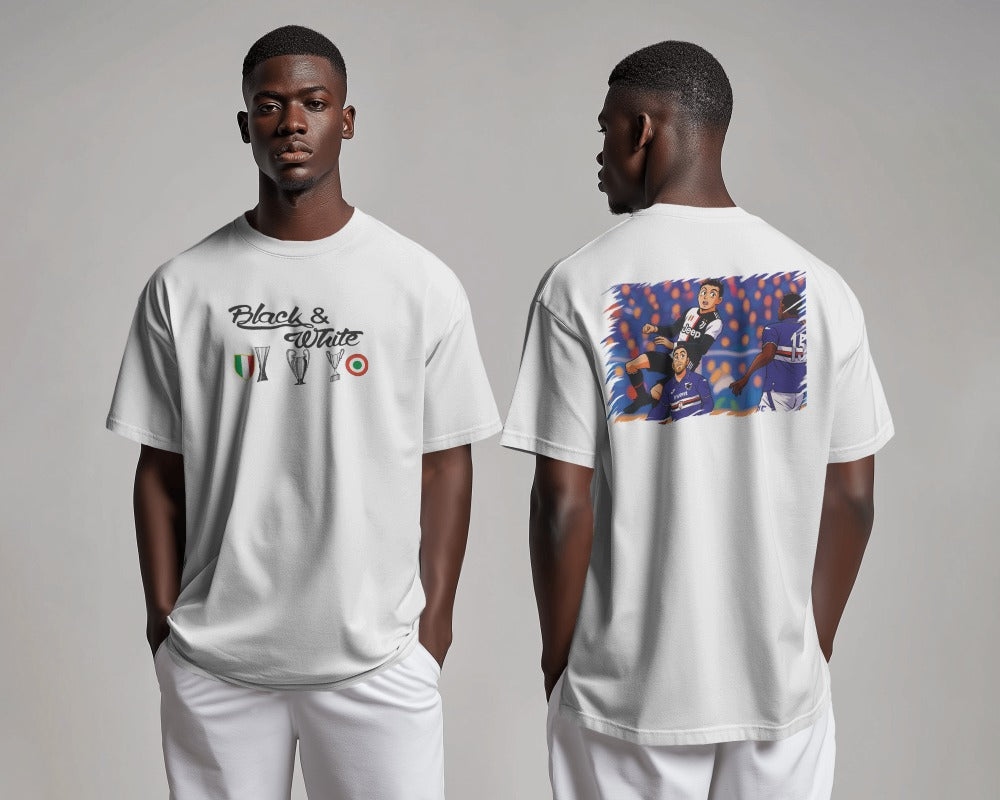 Maglietta bianca con stampa anche su retro IL GOAL DI TESTA DI RONALDO