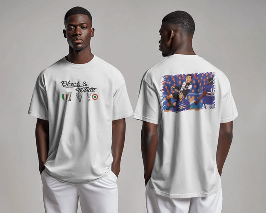 Maglietta bianca con stampa anche su retro IL GOAL DI TESTA DI RONALDO