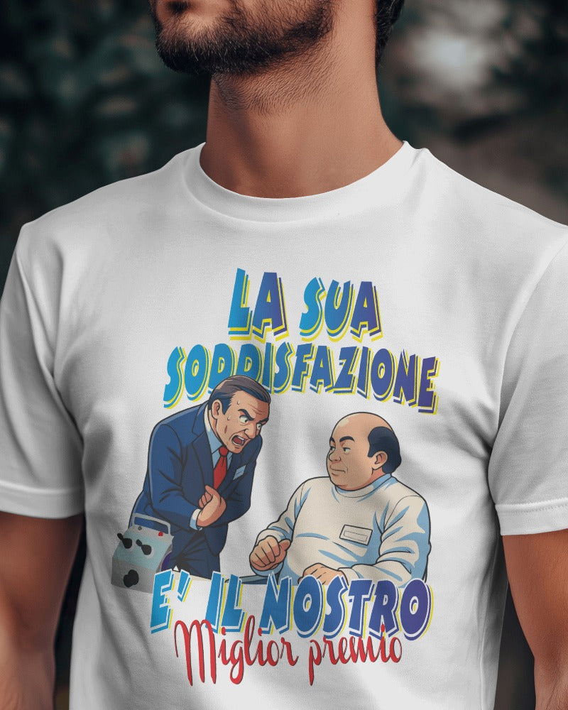 Maglietta BIANCA con la stampa LA SUA SODDISFAZIONE