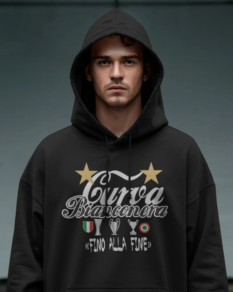 Felpa CON MARSUPIO E CAPPUCCIO DA ADULTO con stampa sia davanti sia retro ALEX FINO ALLA FINE