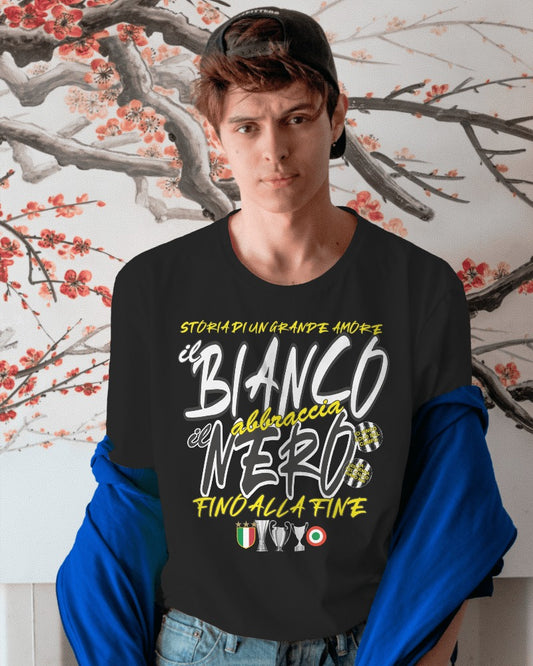 Maglietta Unisex Bianca o Nera per Il Tifoso Bianco Nero