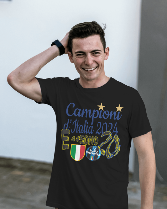 Maglietta unisex manica corta in cotone e stampa  Inter Campioni d'Italia 2024