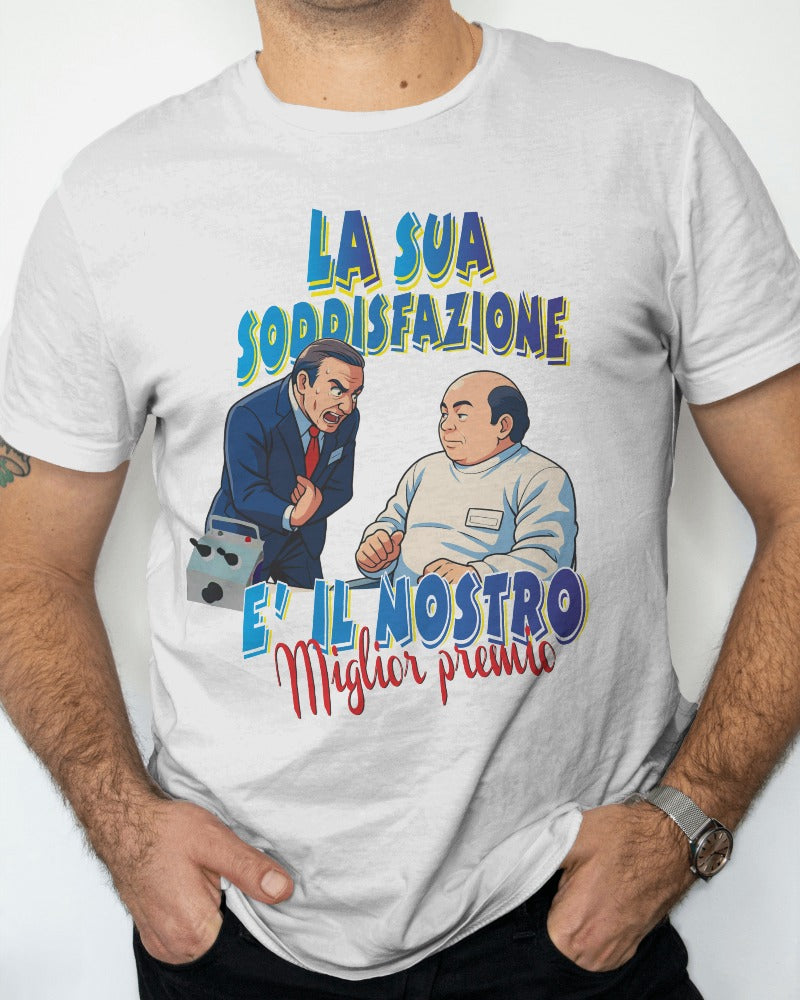 Maglietta BIANCA con la stampa LA SUA SODDISFAZIONE