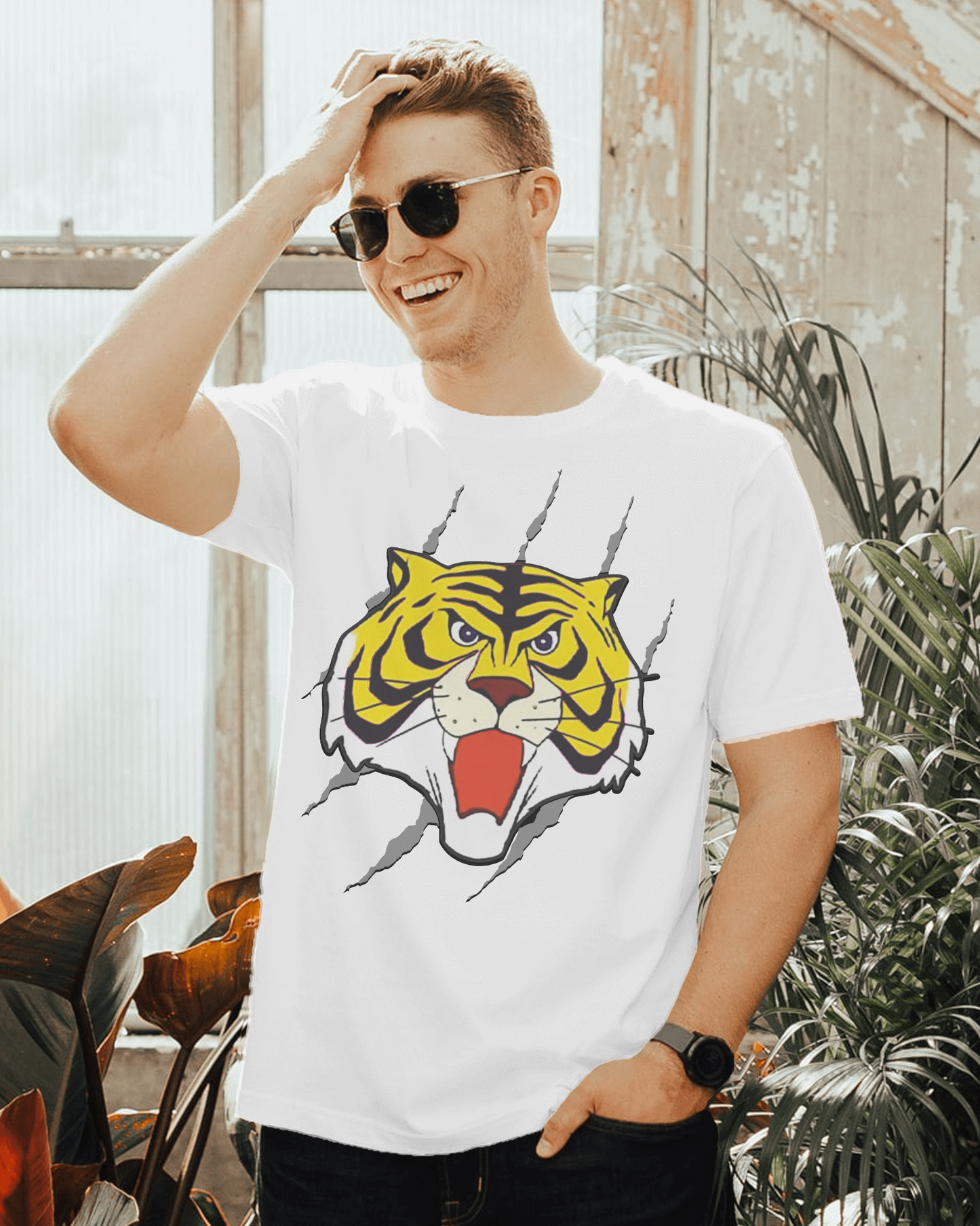 Maglietta manica corta con stampa Uomo tigre