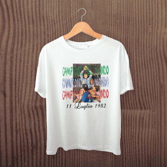 Maglietta BIANCA ITALIA CAMPIONE DEL MONDO 1982