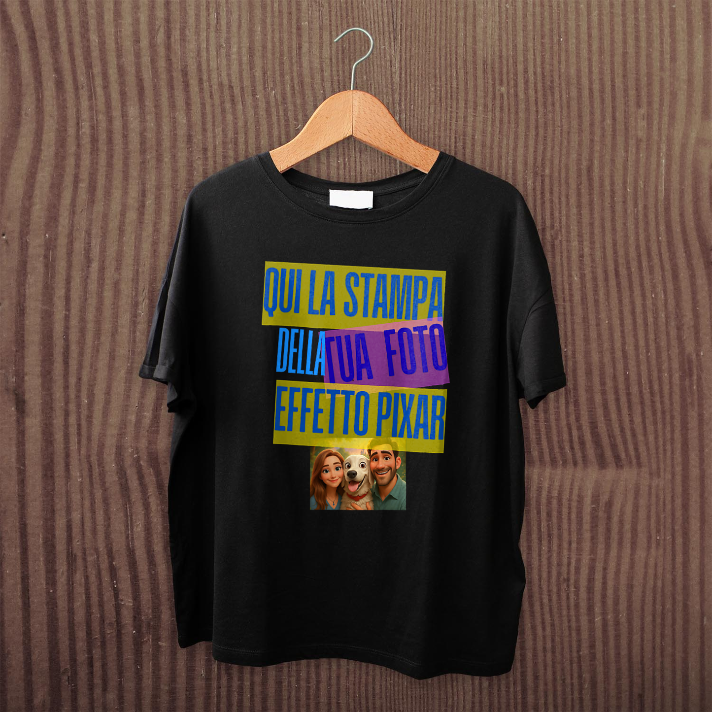 Maglietta unisex personalizzabile effetto PIXAR