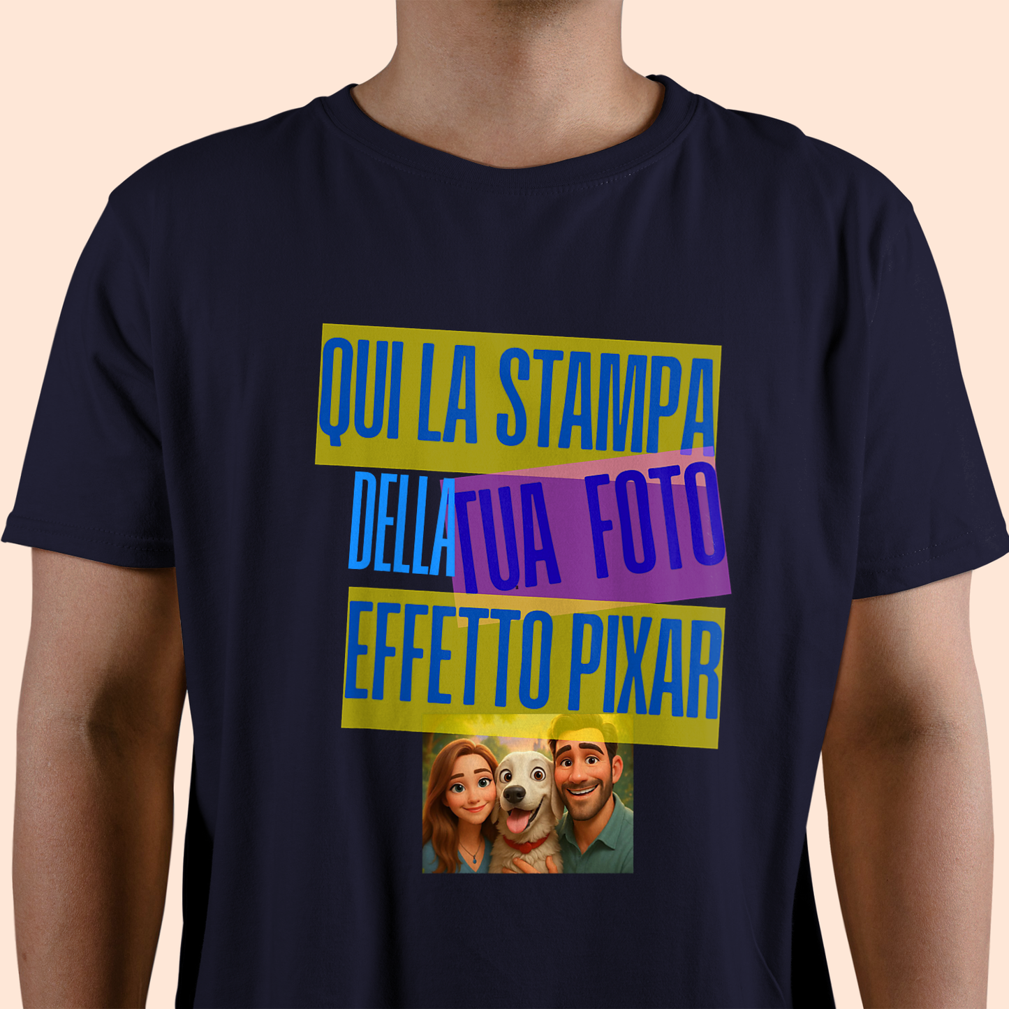 Maglietta unisex personalizzabile effetto PIXAR