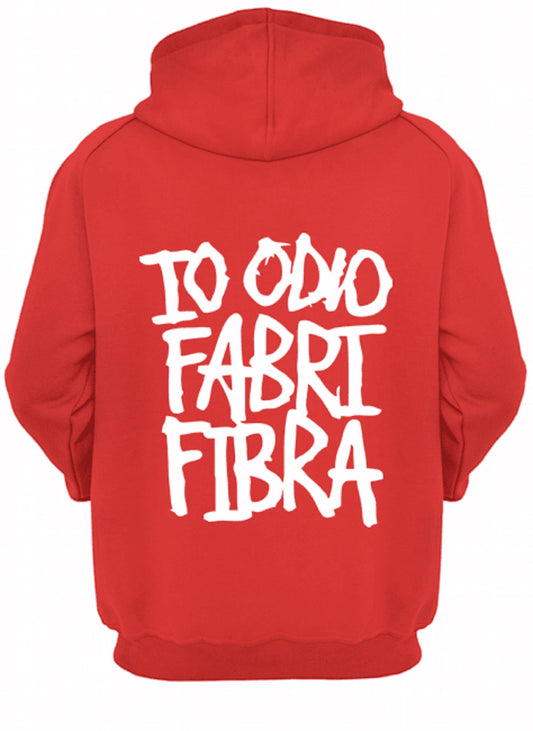 Felpa con cappuccio e marsupio con stampa davanti e retro Io odio Fabri Fibra