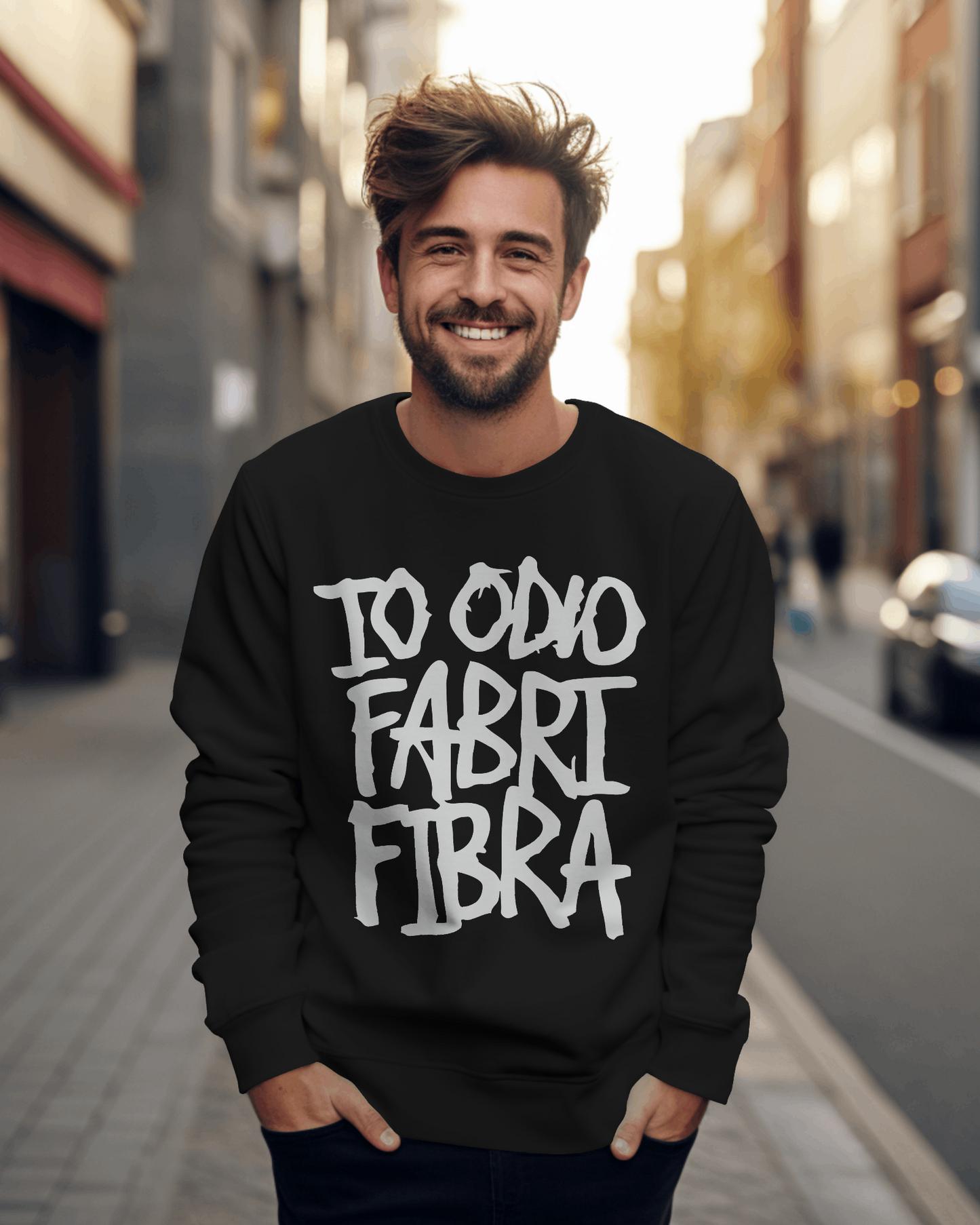 Felpa girocollo Fashion unisex io odio fabri fibra