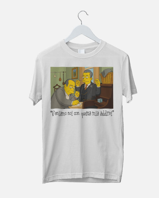 Maglietta BIANCA con la stampa Toto che scrive ....effetto simpsonizzato