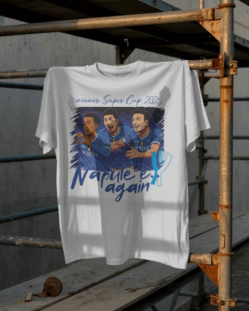 Maglietta BIANCA celebrativa per la vittoria del napoli in supercoppa 2025