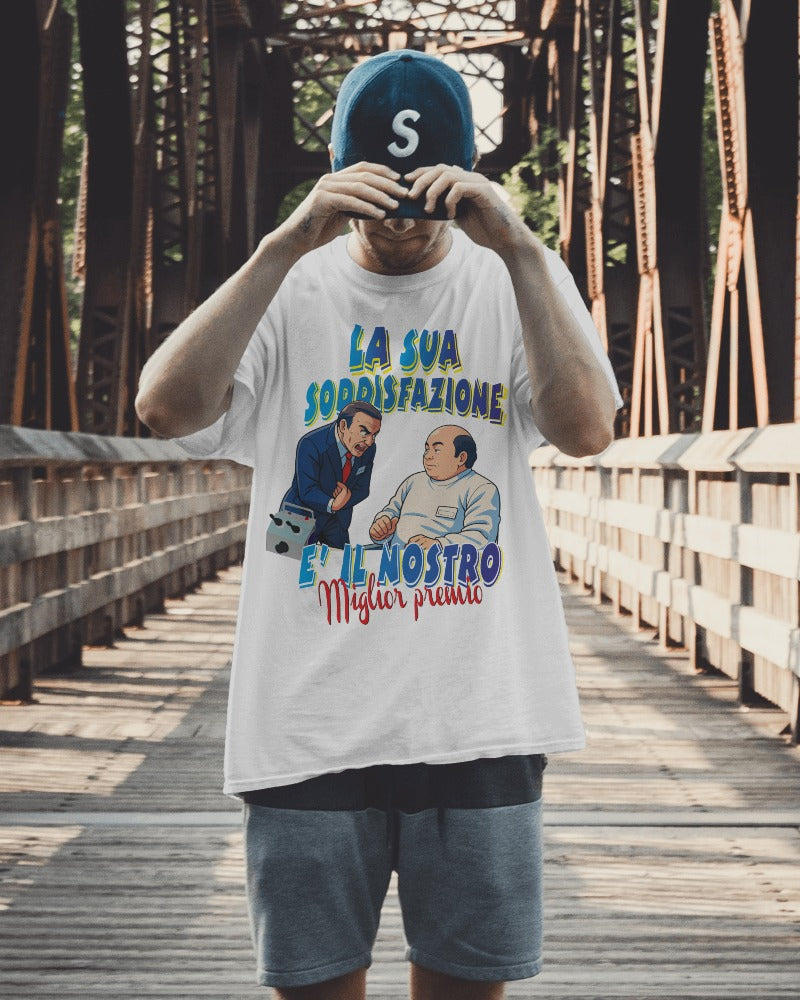 Maglietta BIANCA con la stampa LA SUA SODDISFAZIONE