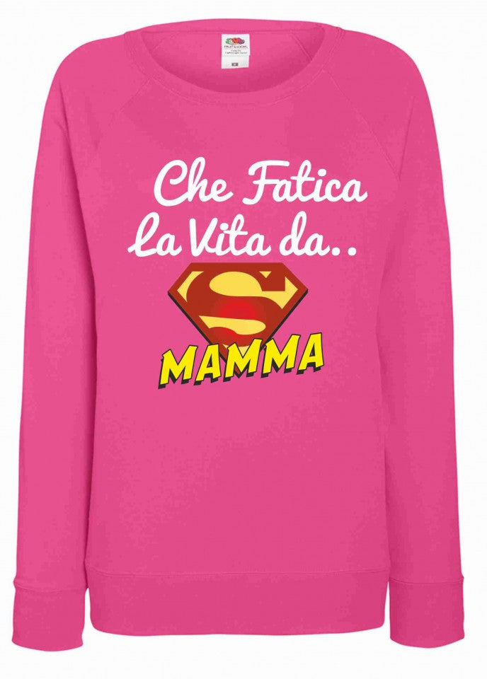 FELPA LEGGERA FUXSIA DA DONNA STAMPA FESTA DELLA MAMMA