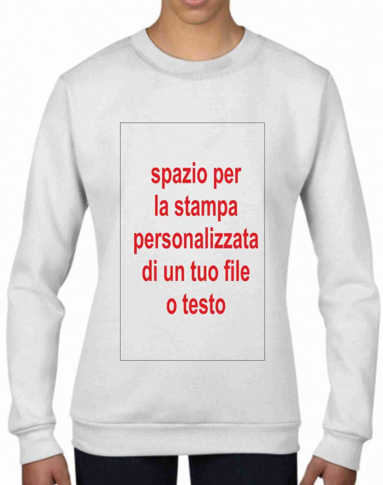 Felpa personalizzata bianca girocollo Fashion UNISEX