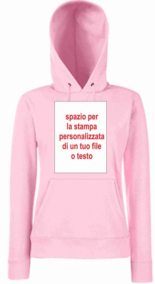 FELPA ROSA DA DONNA CON MARSUPIO E CAPPUCCIO personalizzata