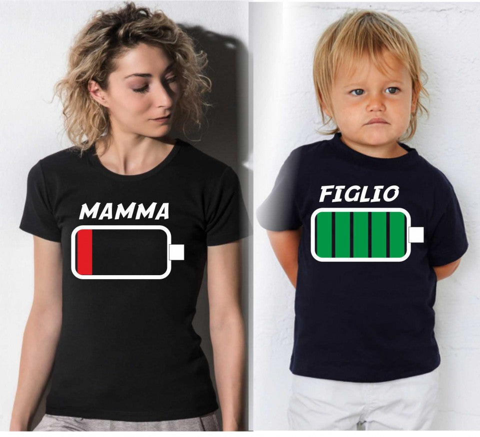 KIT UNA MAGLIETTA NERA ADULTO + UNA MAGLIETTA NERA DA BIMBO/A