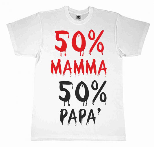 MAGLIETTA 100% COTONE BIMBO/A TITOLO 50 % MAMMA 50 % PAPA'