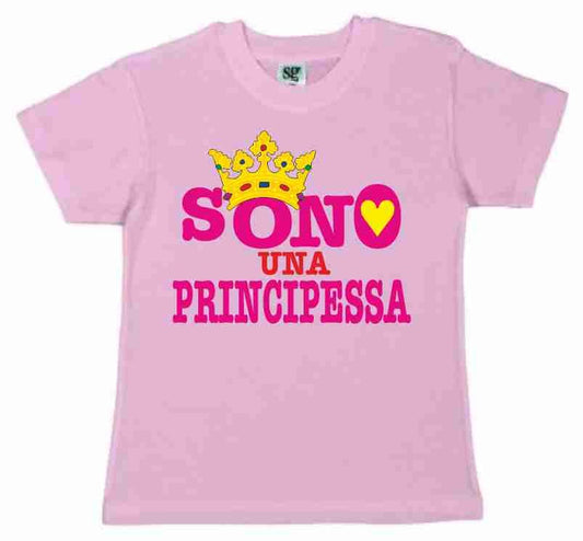 MAGLIETTA 100% COTONE BIMBO/A TITOLO SONO UNA PRINCIPESSA