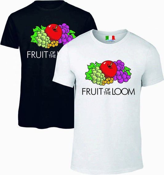 Maglietta bianca e nera da uomo e da donna Anni 70 Fruit of the loom