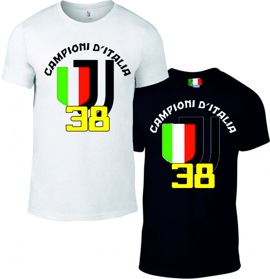 Maglietta bianca e nera da uomo e da donna Campioni di Italia