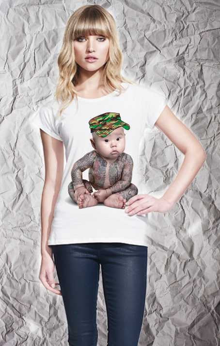 MAGLIETTA IN 100% COTONE DA DONNA TITOLO BIMBO MILITARE