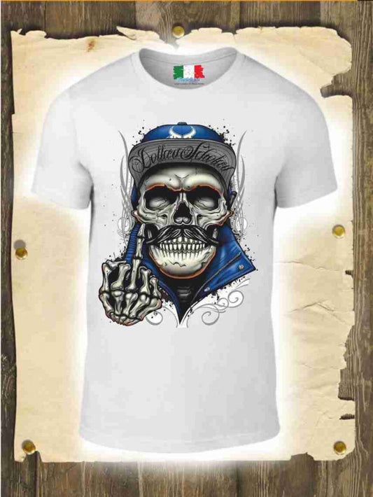 MAGLIETTA IN 100% COTONE DA UOMO TITOLO FUCK SKULLS