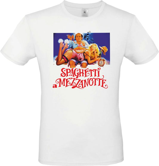 MAGLIETTA SPAGHETTI A MEZZANOTTE IN 100% COTONE UOMO-DONNA COLORE BIANCO