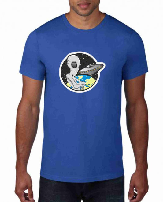 MAGLIETTA IN 100% COTONE UOMO/DONNA COLORE ROYAL TEMA NERD