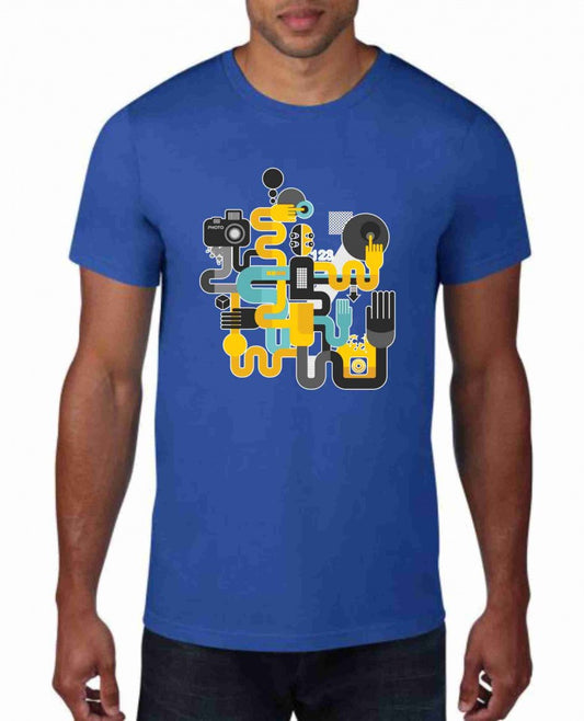 MAGLIETTA IN 100% COTONE UOMO/DONNA COLORE ROYAL TEMA NERD