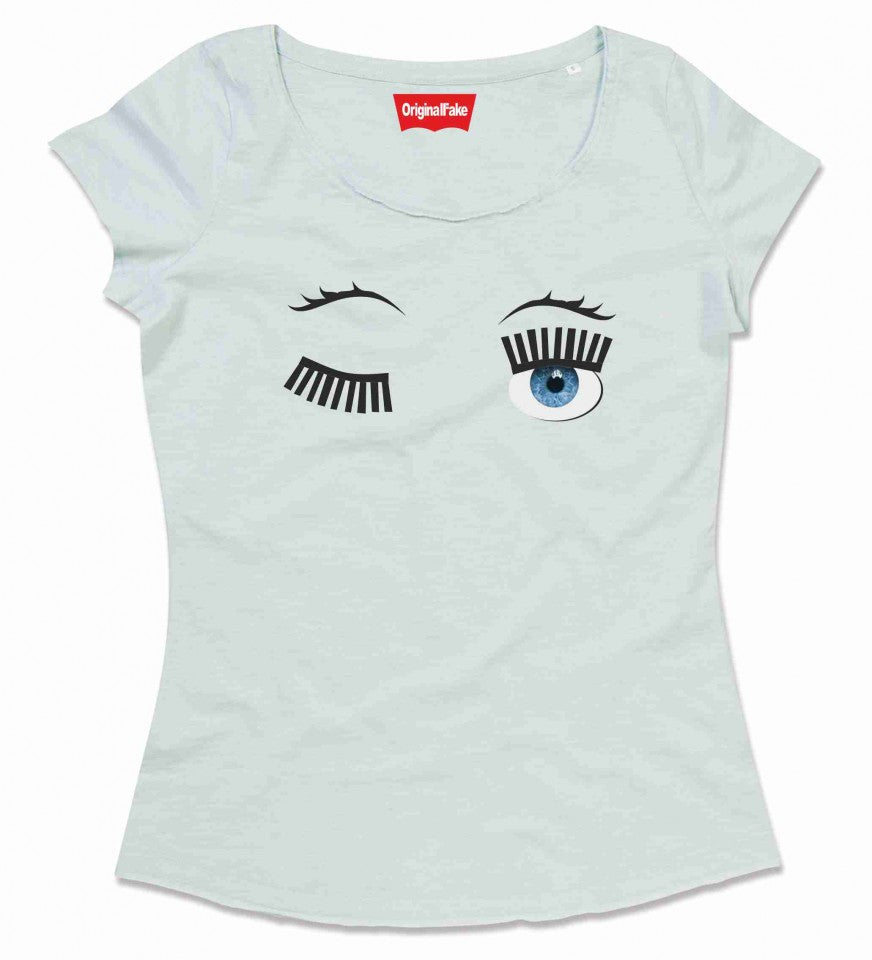 MAGLIETTE FIAMMATE DA DONNA VINTAGE STAMPA OCCHI
