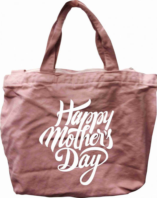 Shopper Rosa vintage Canvas con zip con solo un lato stampato